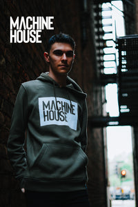 Machine House Block Hoodie - Olive - Mens