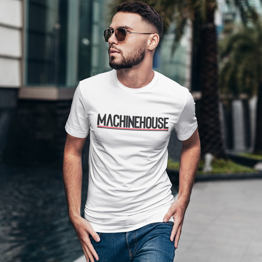 Machine House Underline Tee - White - Mens